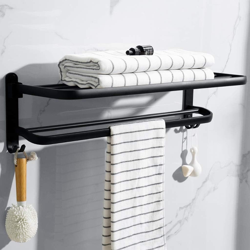 Toallero en aluminio plegable Negro