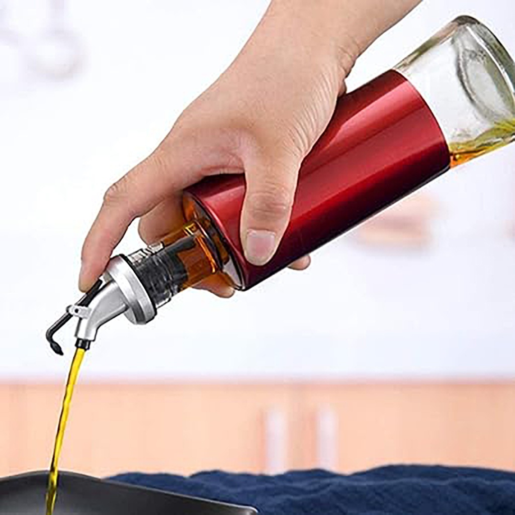 Aceitera vinagrera vidrio Acero 500ML Rojo