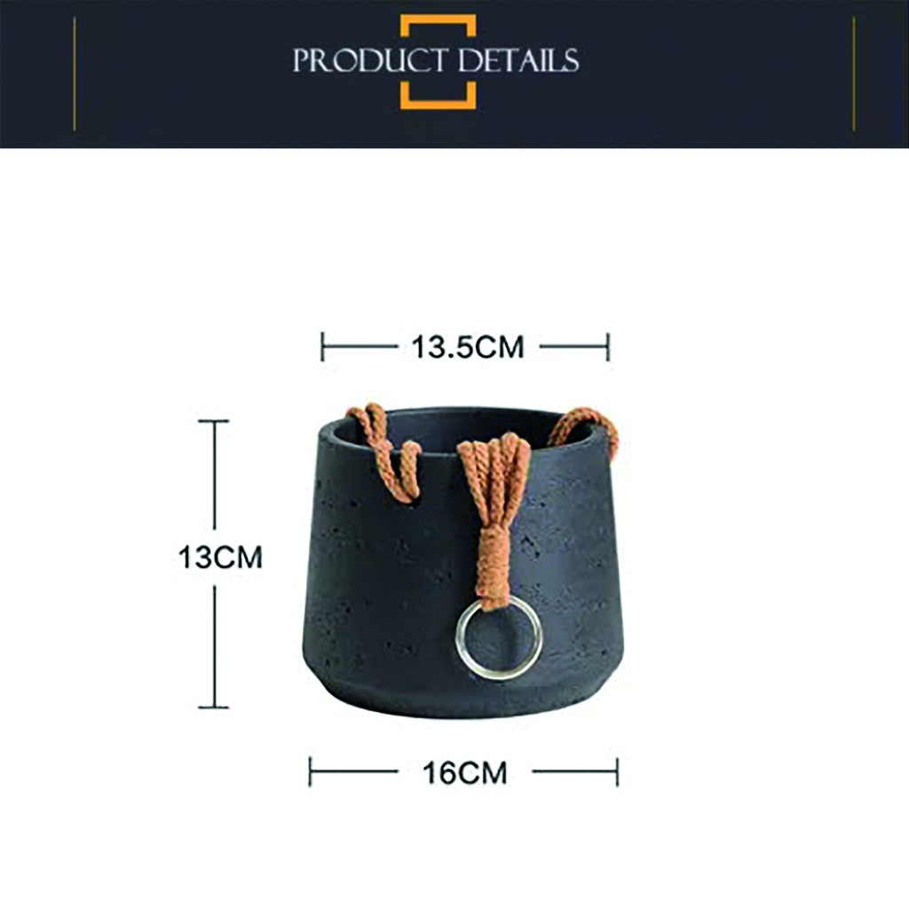 Maceta ceramica colgante mediana Gris