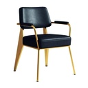 Butaca metalica con tapizado de cuero Negro