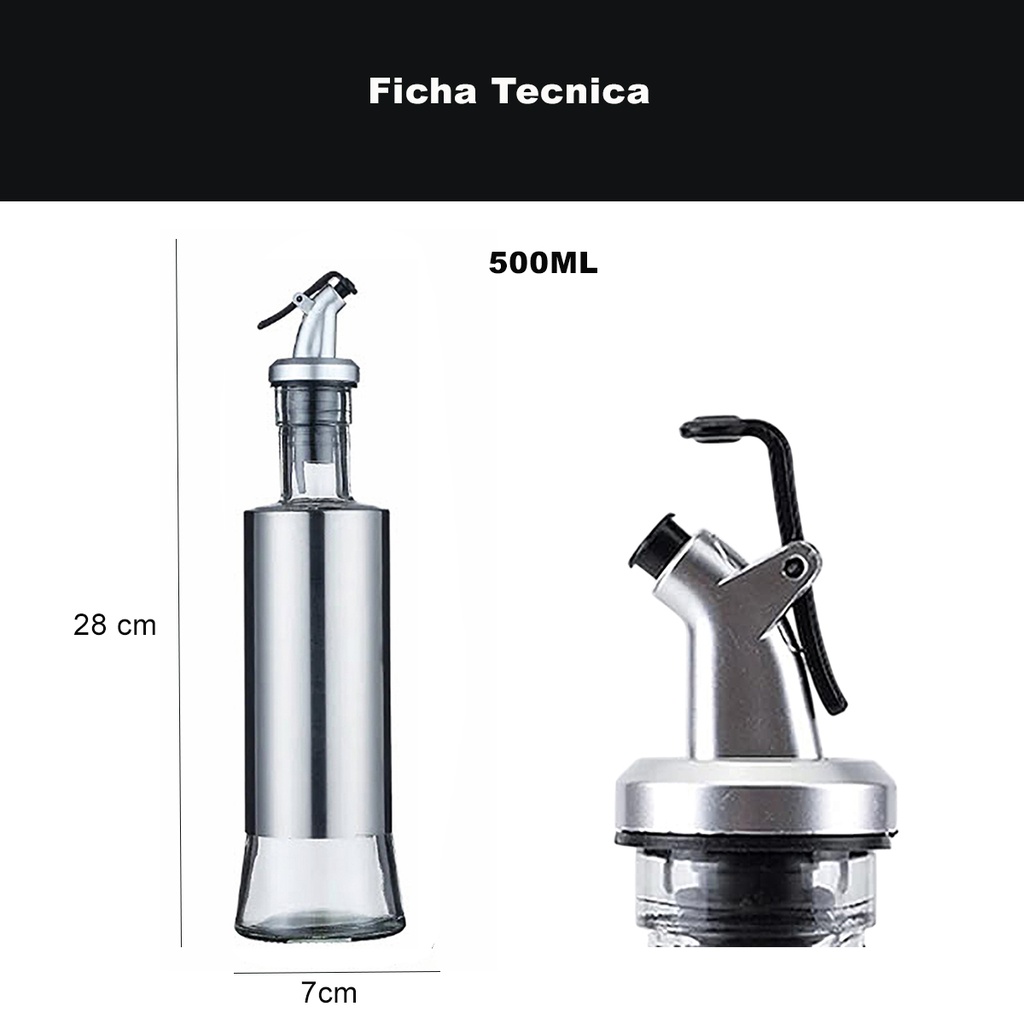 Aceitera vinagrera vidrio Acero 500ML Rojo