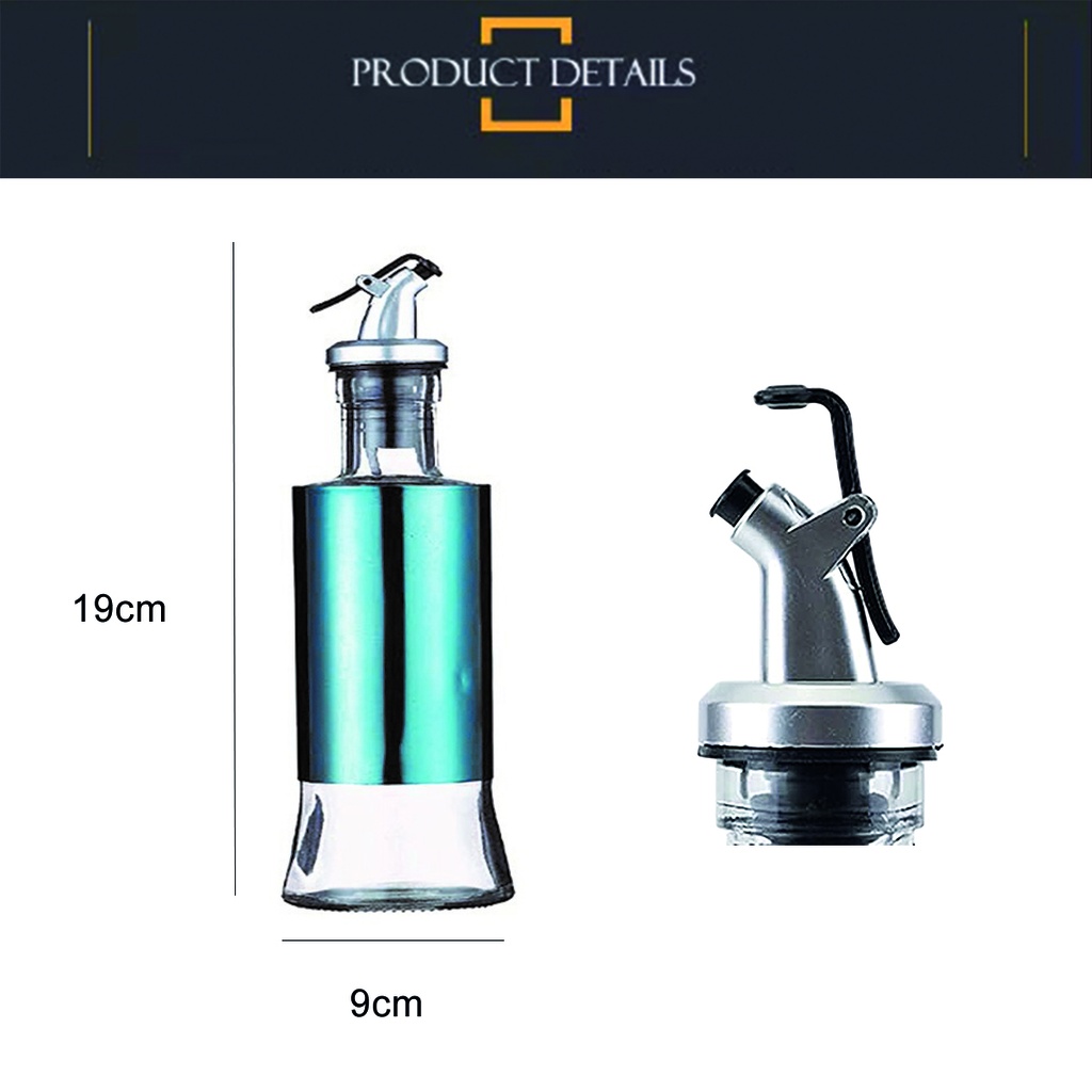 Aceitera vinagrera vidrio acero 250ML Azul