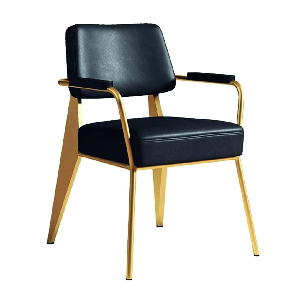 Butaca metalica con tapizado de cuero Negro