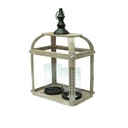 Fanal madera rustico con porta vela en vidrio