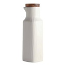 Aceitera cerámica tapa bambú Blanco
