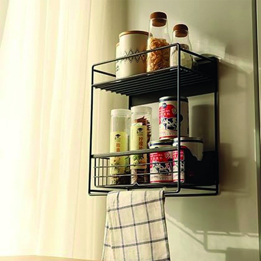 [DT2259N] Rack estante cocina en acero magnetico 2 niveles Negro