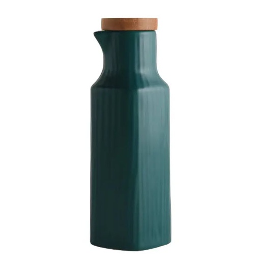 [DT2193V] Aceitera cerámica tapa bambú Verde