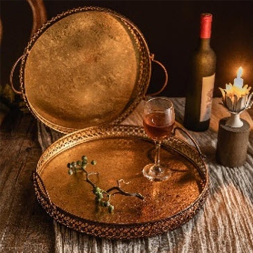 [DT9037B] Bandeja metálica redonda Set x 2