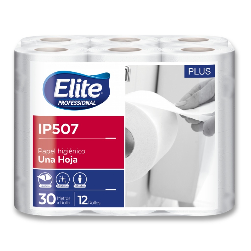 Papel higienico Elite blanco Paquete x 12 rollos 30 Mt. IP507